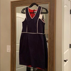 NWT Gretchen Scott Navy Dress W/ White Piping M
